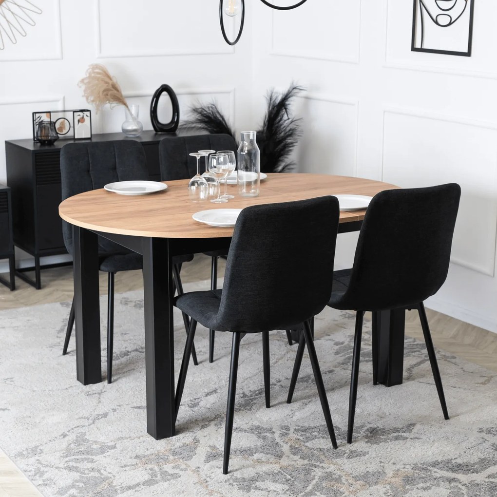 Krzesło Tapicerowane do Jadalni PERU 2 Czarne Nowoczesne Loft