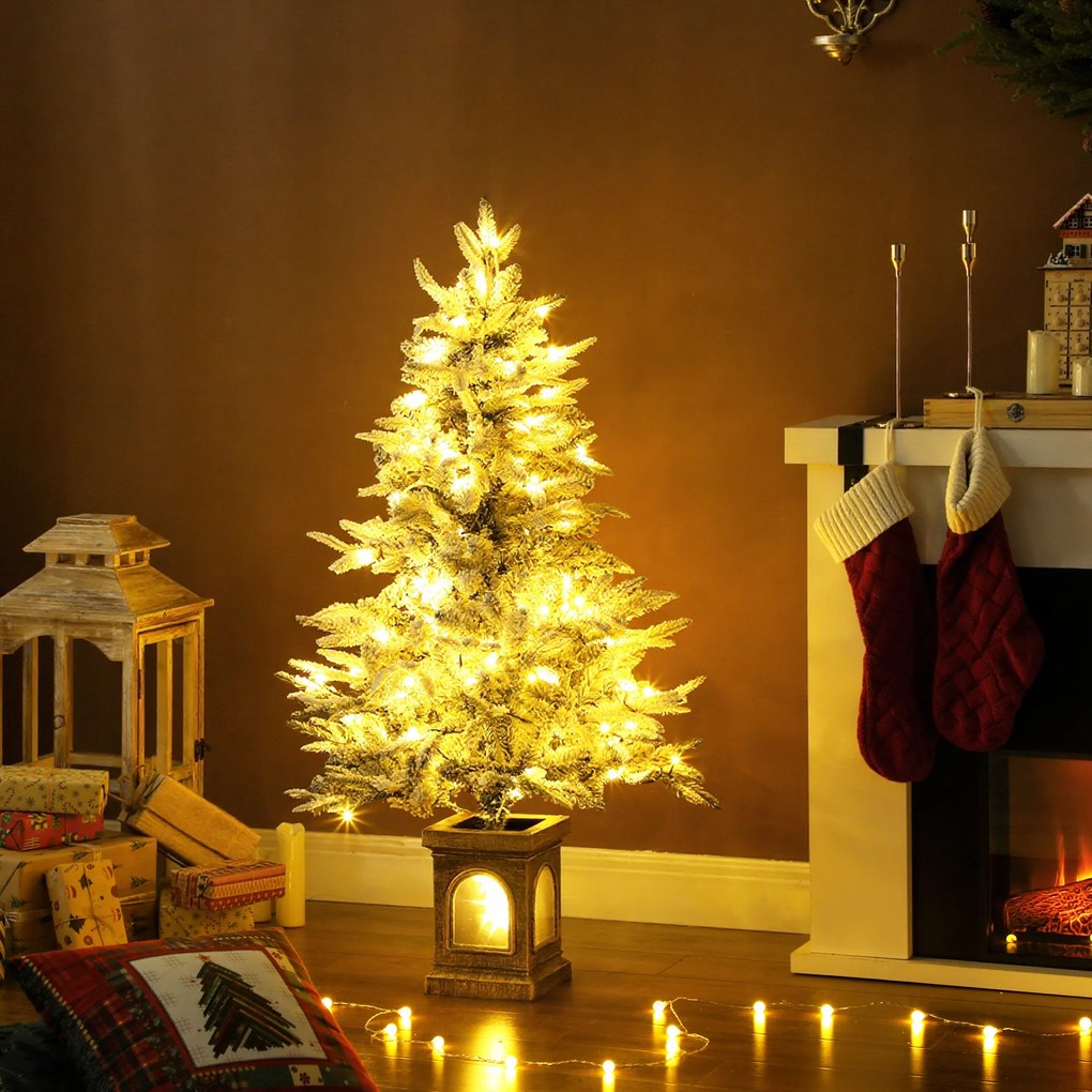 HOMCOM choinka sztuczna 120 cm — ośnieżony wygląd, 100 LED, 8 trybów | Aosom PL