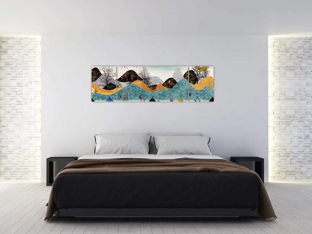 Obraz graficzny z jeleniem (170x50 cm)
