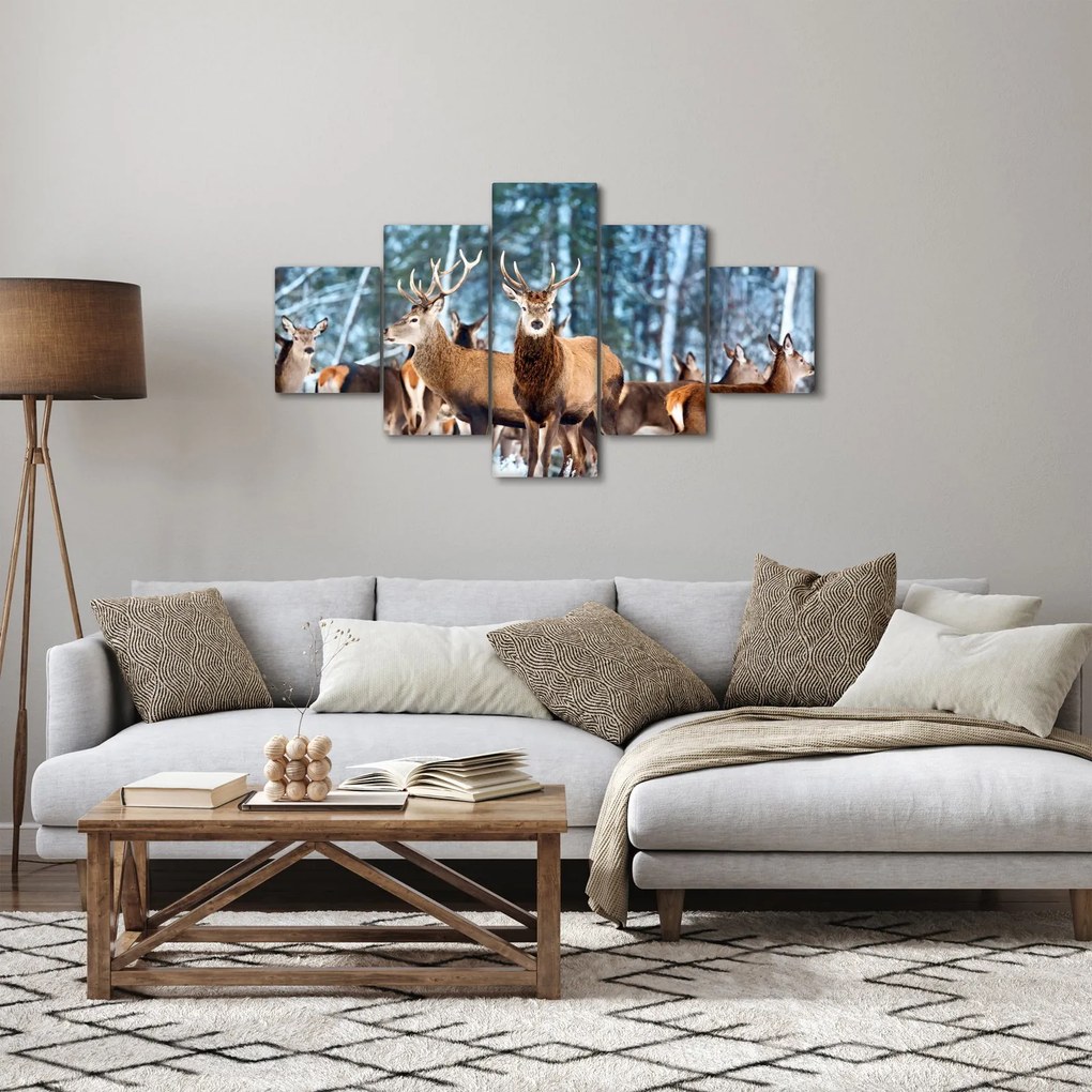 Obraz - Stado jeleni (125x70 cm)