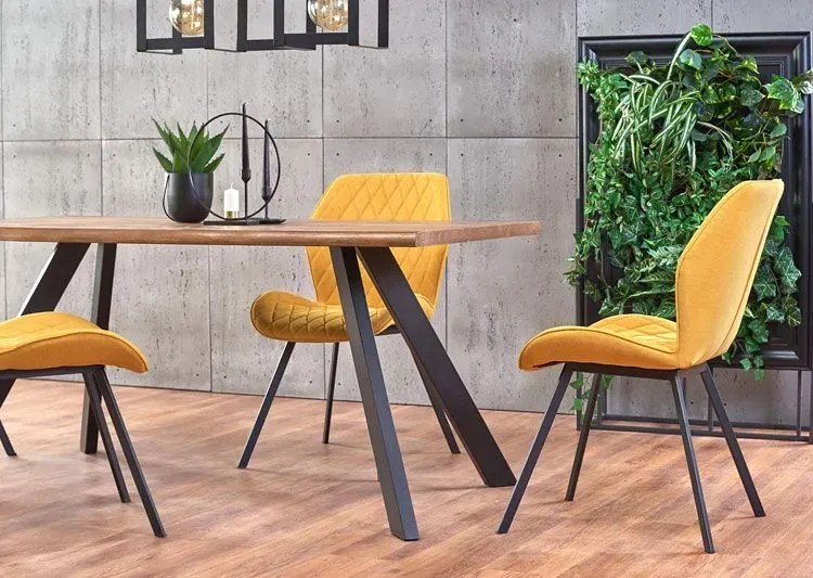 Musztardowe tapicerowane krzesło 45cm F5-L16