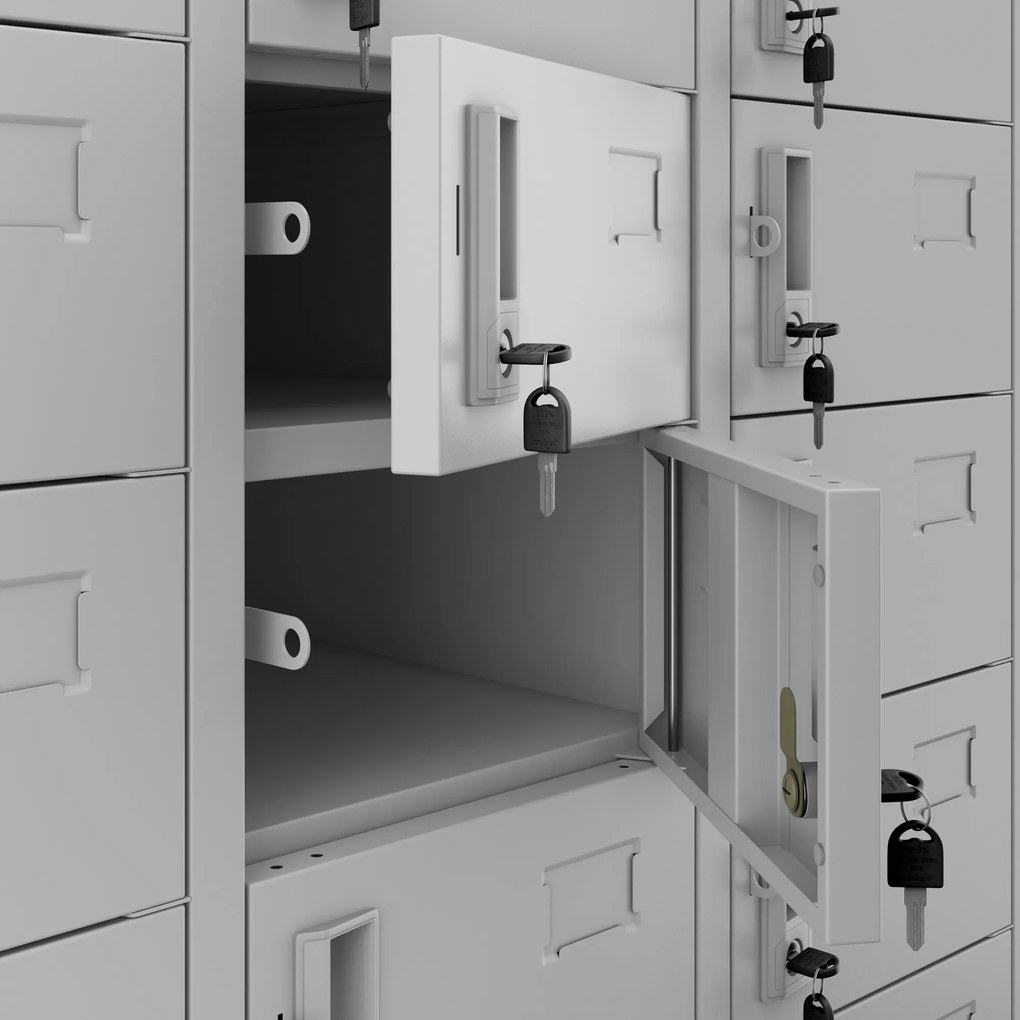 Skrytkowa szafa socjalna BHP depozytowa OLIVER, 900 x 1850 x 450 mm, szara