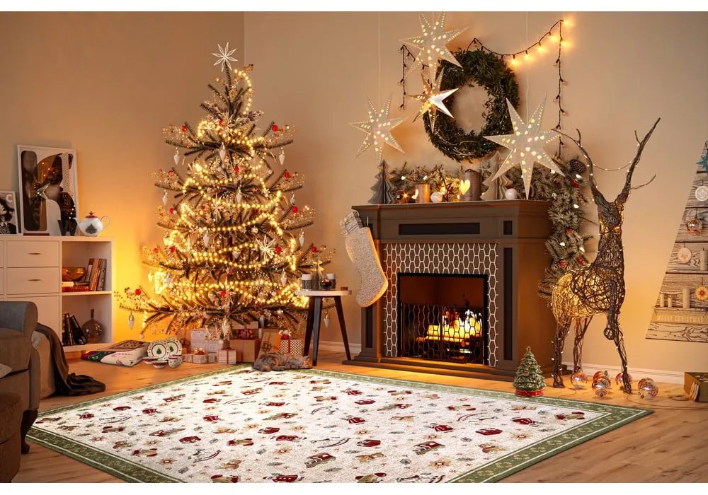 Zielony dywan z mieszanki bawełny ze świątecznym motywem 160x230 cm Toy's Delight Green Christmas – Villeroy&amp;Boch