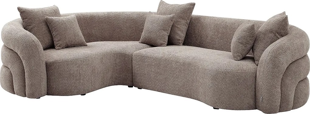 Kanapa narożna lewostronna z tkaniny z bukli w kolorze taupe LAPIOTA marki Maison Céphy