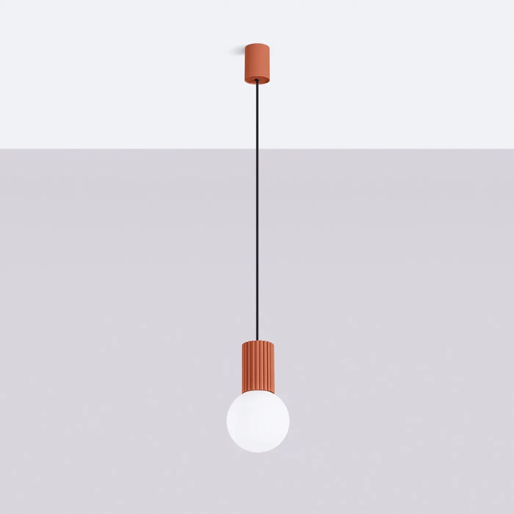 Lampa wisząca HALO 1 ochra czerwona ryflowana SOLLUX LIGHTING