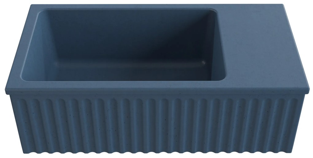 Umywalka betonowa ryflowana nablatowa / wisząca prostokątna 60 x 30 cm WELLE | różne kolory : Kolor - Niebieski denim, Typ montażu - nablatowa