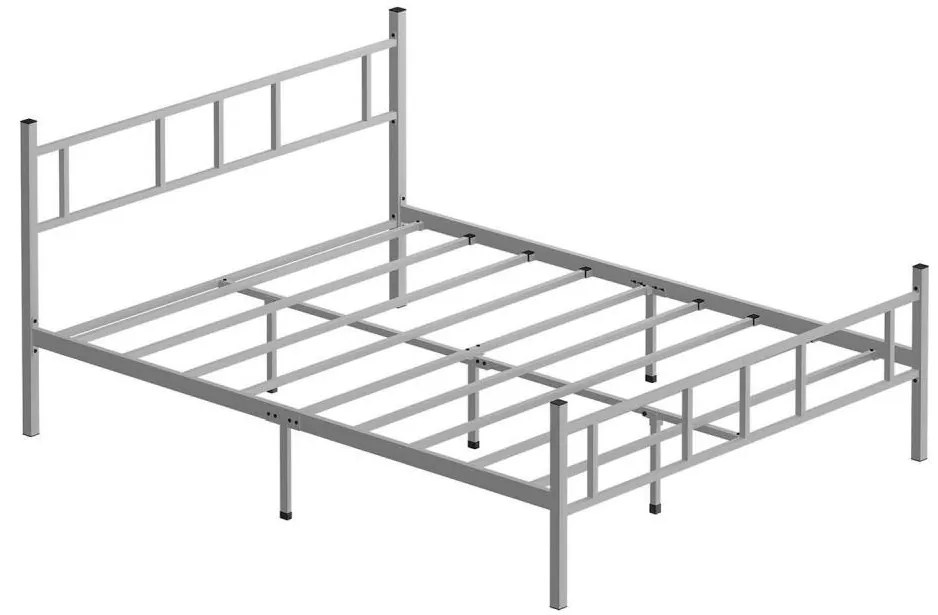 Metalowe łóżko dwuosobowe PIRON 120x200 cm białe nośność 120 kg