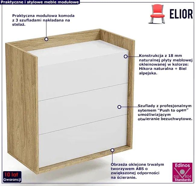Komoda modułowa hikora + biel alpejska - Afilia 4X