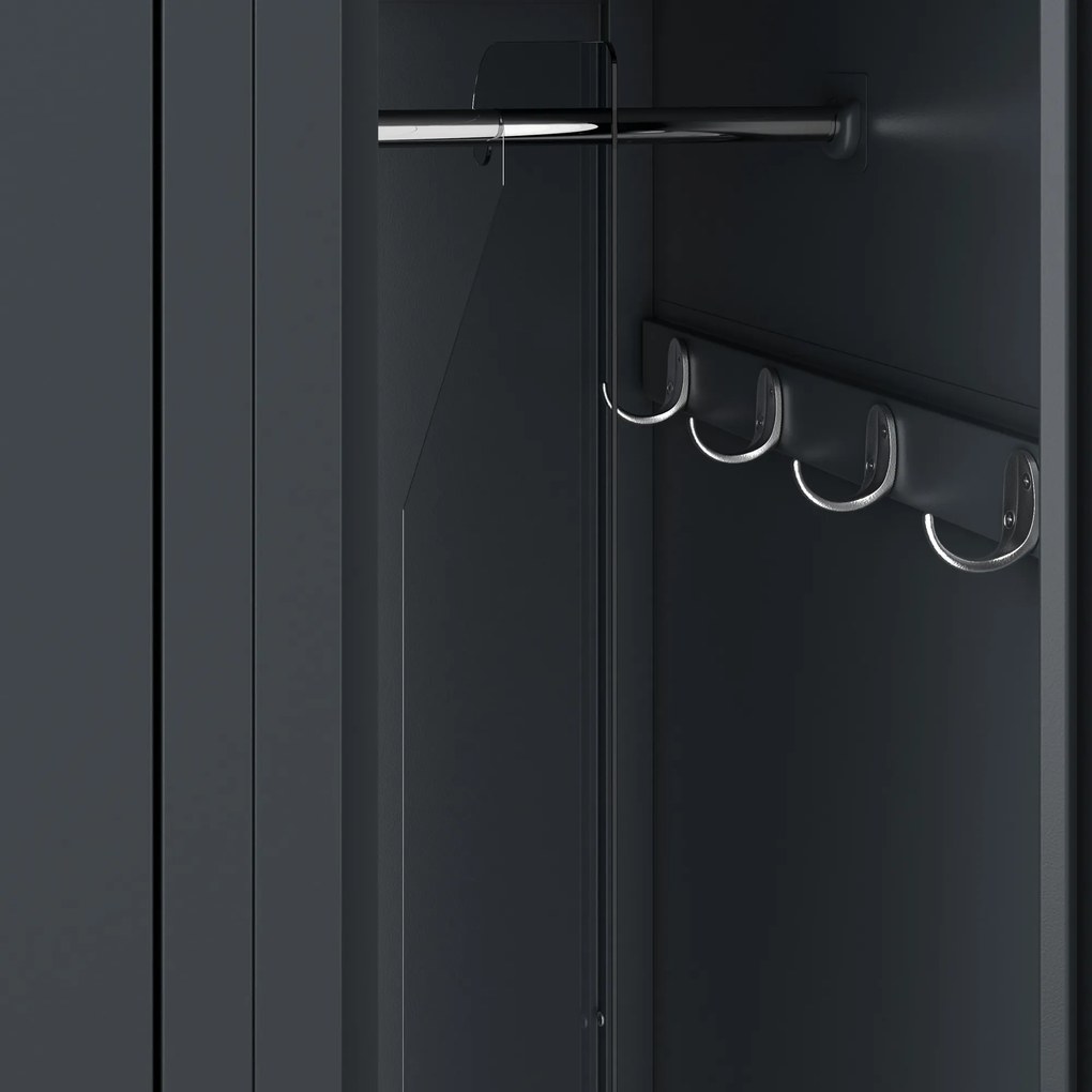 Szafka pracownicza metalowa antracytowa: czterokomorowa KACPER II, 600 x 1800 x 500 mm