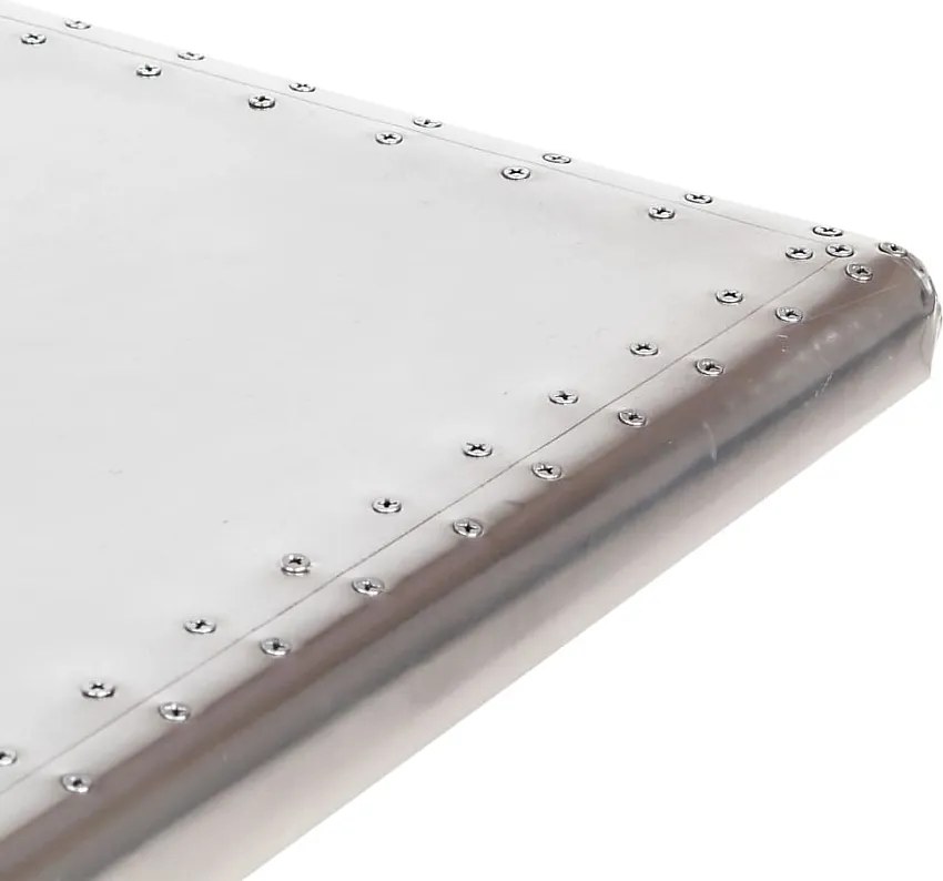 Biurko industrialne w stylu samolotu srebrne 112x50x76 cm z metalu i MDF, design skrzydła odrzutowca, duży blat, łatwy montaż