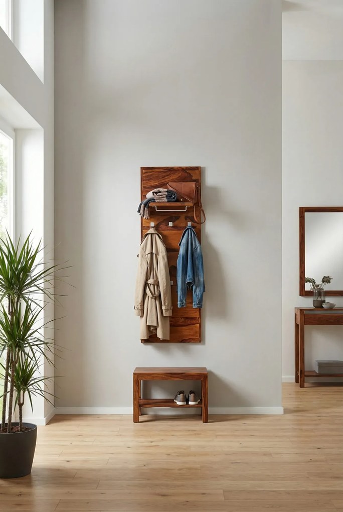 Wieszak ścienny z drewna sheesham T2-G17