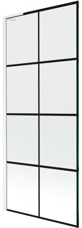 Mexen Next L parawan nawannowy 1-skrzydłowy 80 x 150 cm, czarna kratka, biały - 895-080-000-03-77-20