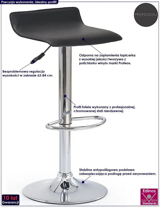 Czarny hoker obrotowy Bauhus N8-L19