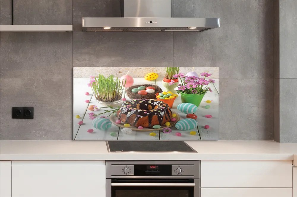 Szklany Panel Ciasto jajka kwiatki