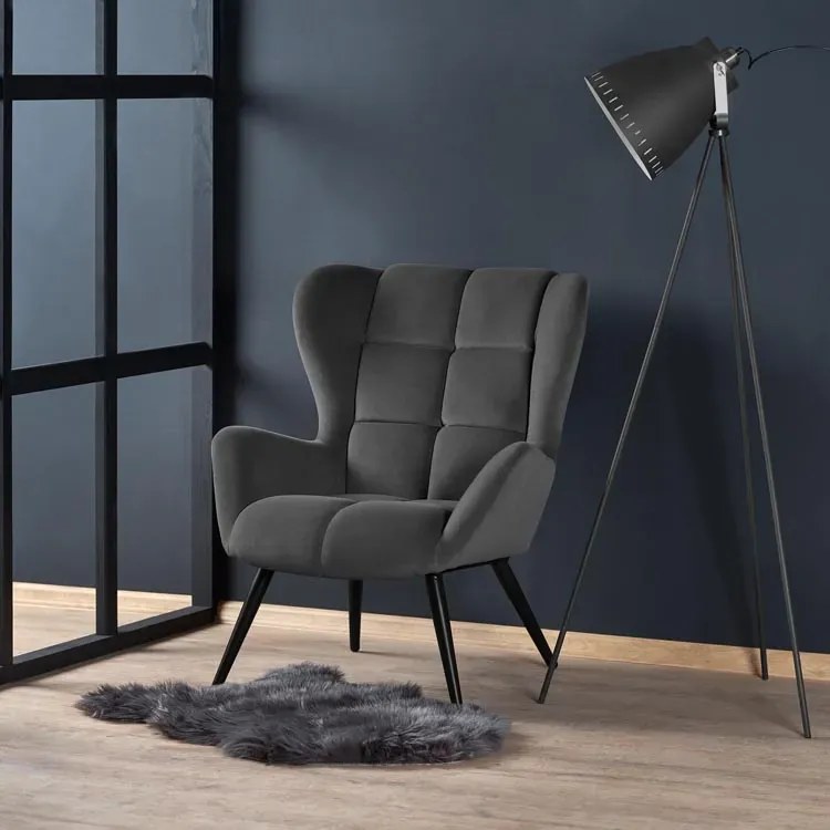 Bordowy fotel uszak pikowany N8-H44