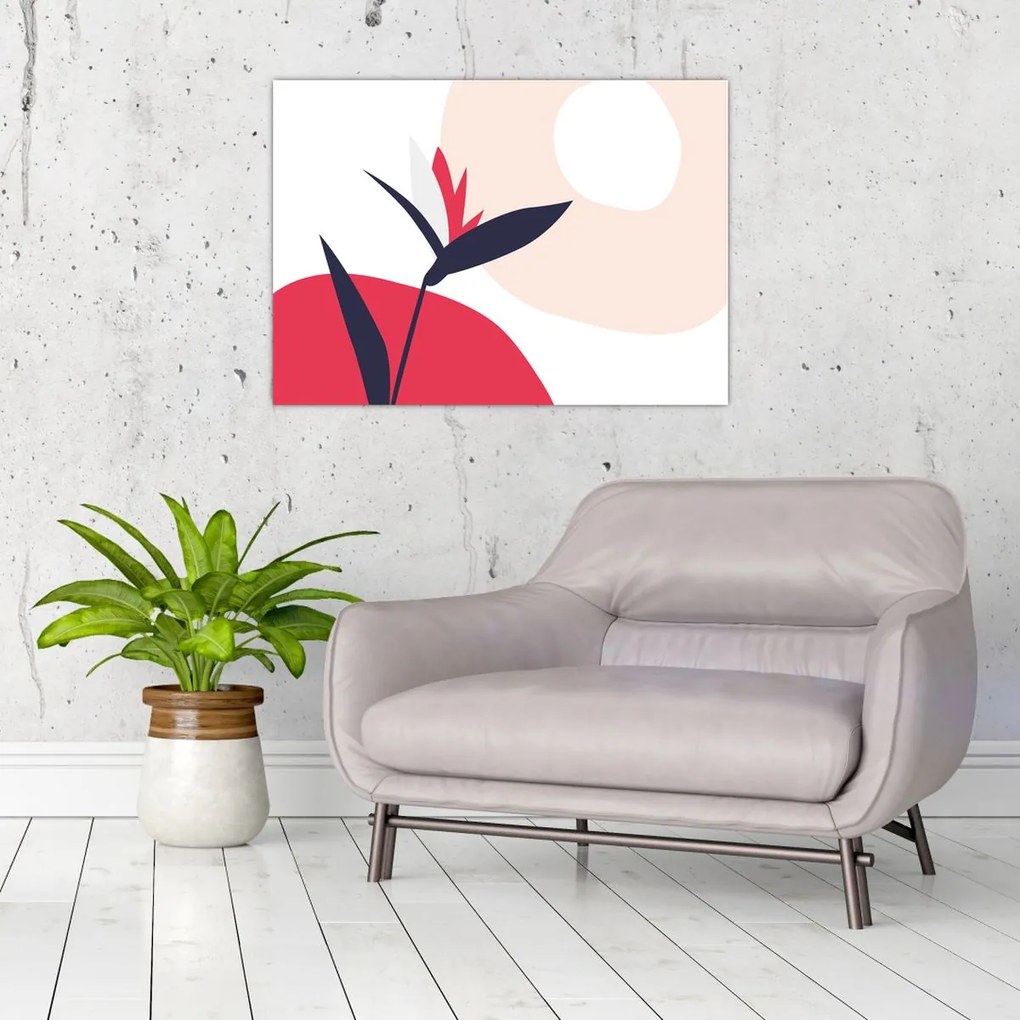 Obraz - Różowa abstrakcja kwiatowa N⁰1 (70x50 cm)