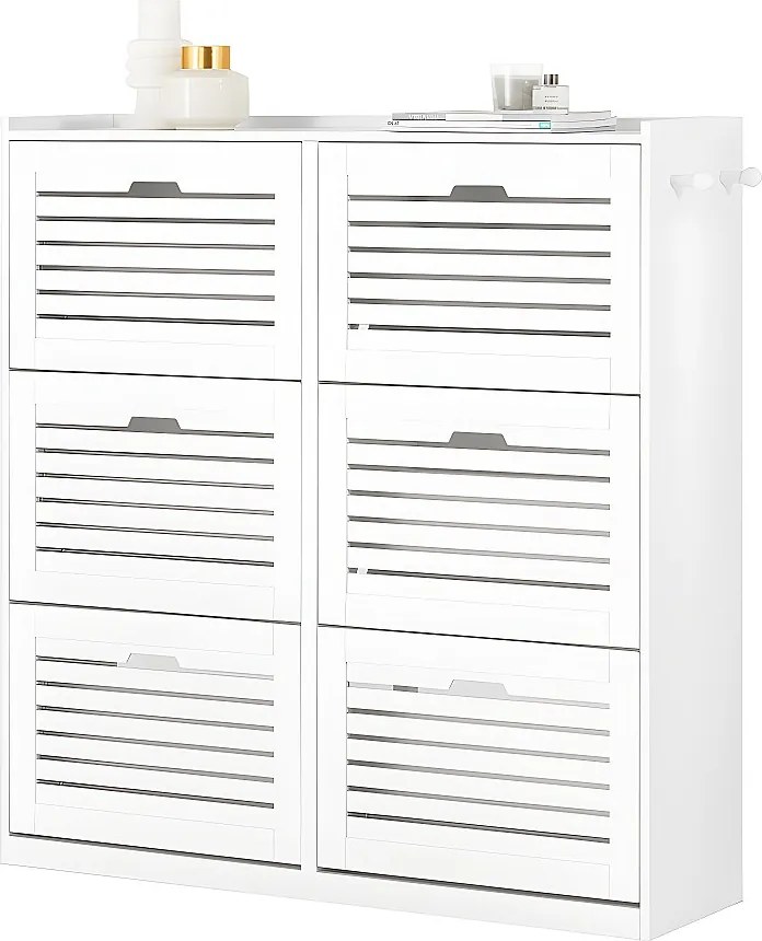 Szafka na buty z 6 drzwiami i 2 hakami FSR145-W