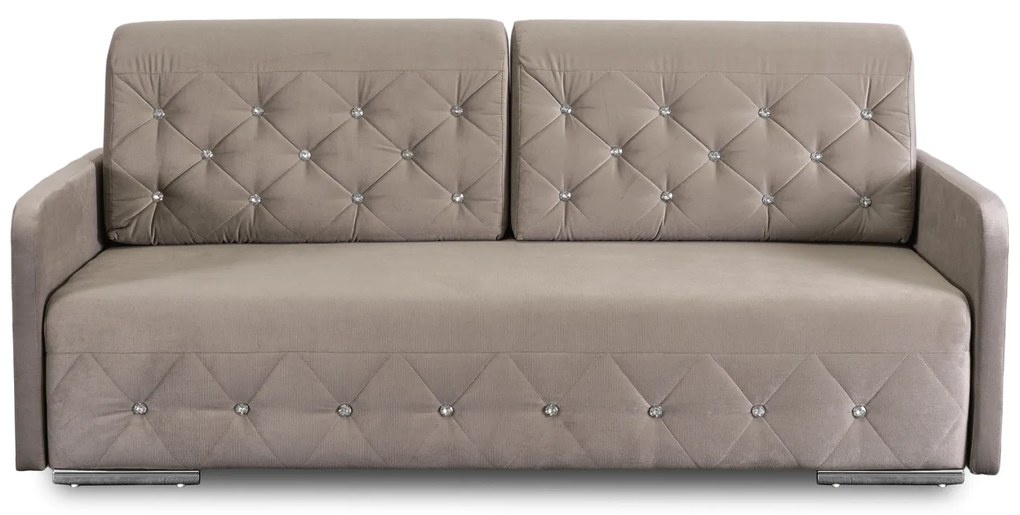 Sofa Rozkładana z Funkcją Spania VIVO Dwuosobowa Beżowa Glamour do Salonu