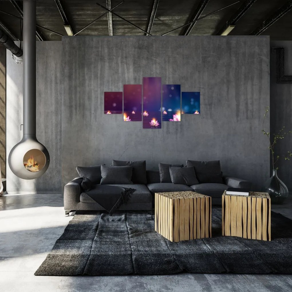 Obraz - Magiczne lilie wodne (125x70 cm)