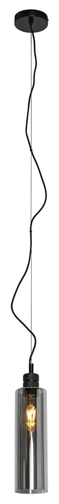 Nowoczesna lampa wisząca czarna z dymionym szkłem - Stavelot Nowoczesny Oswietlenie wewnetrzne