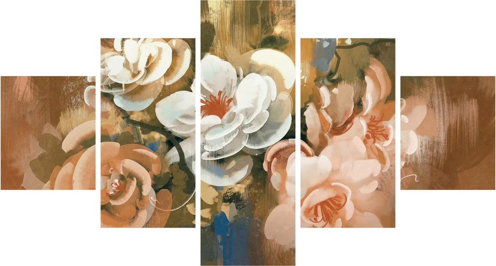 Obraz- Malowany bukiet kwiatów (125x70 cm)
