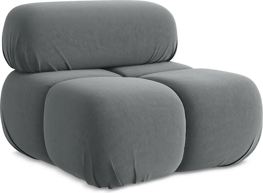 Fotel - z tkaniny welwetowej - stalowy - LOKUA