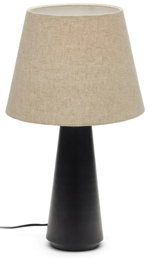 Czarno-beżowa lampa stołowa z tekstylnym kloszem (wys. 60 cm) Torrent – Kave Home