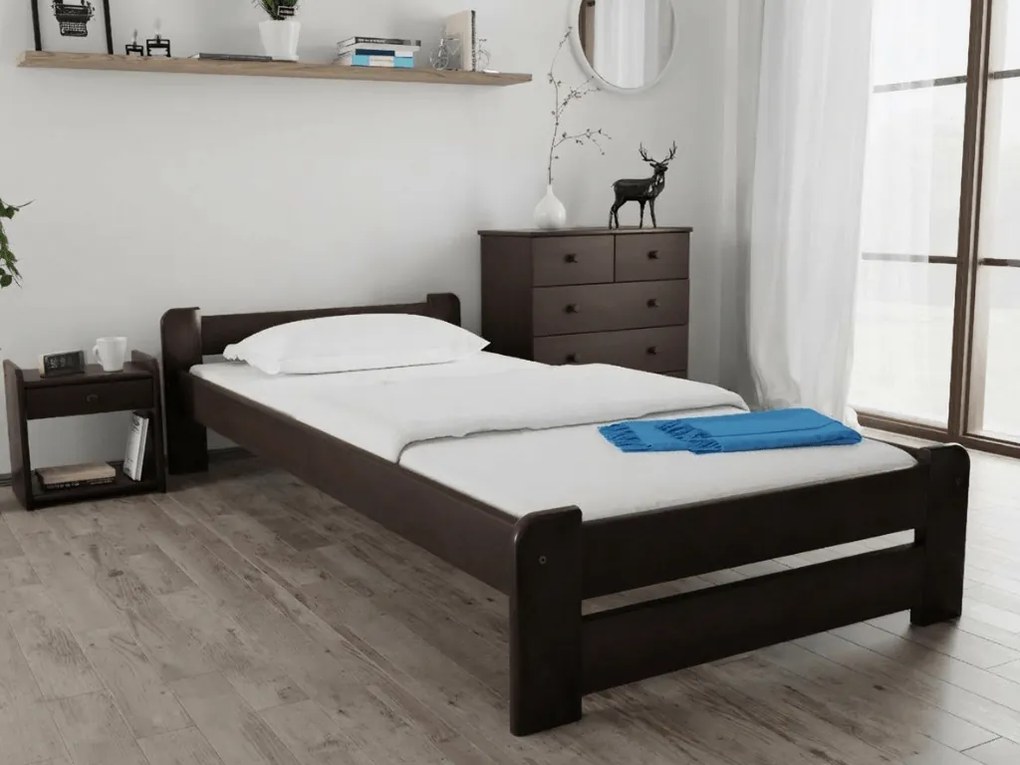 Łóżko Emily 90 x 200 cm, orzech Stelaż: Ze stelażem listwowym rolowanym elastycznym, Materac: Materac Deluxe 10 cm