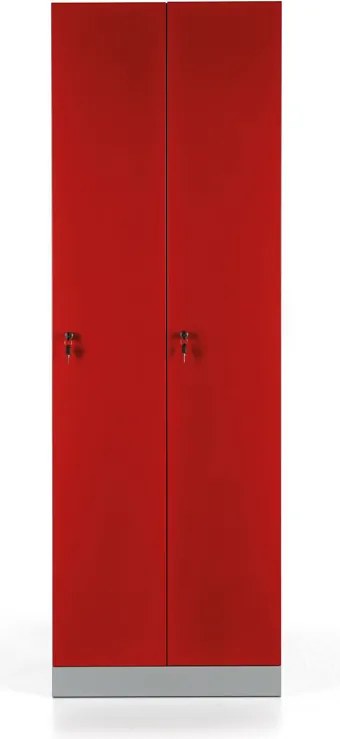 Metalowa szafka ubraniowa S1, 2-drzwiowa, 1800 x 600 x 500 mm, demontaż, zamek cylindryczny, drzwi czerwone