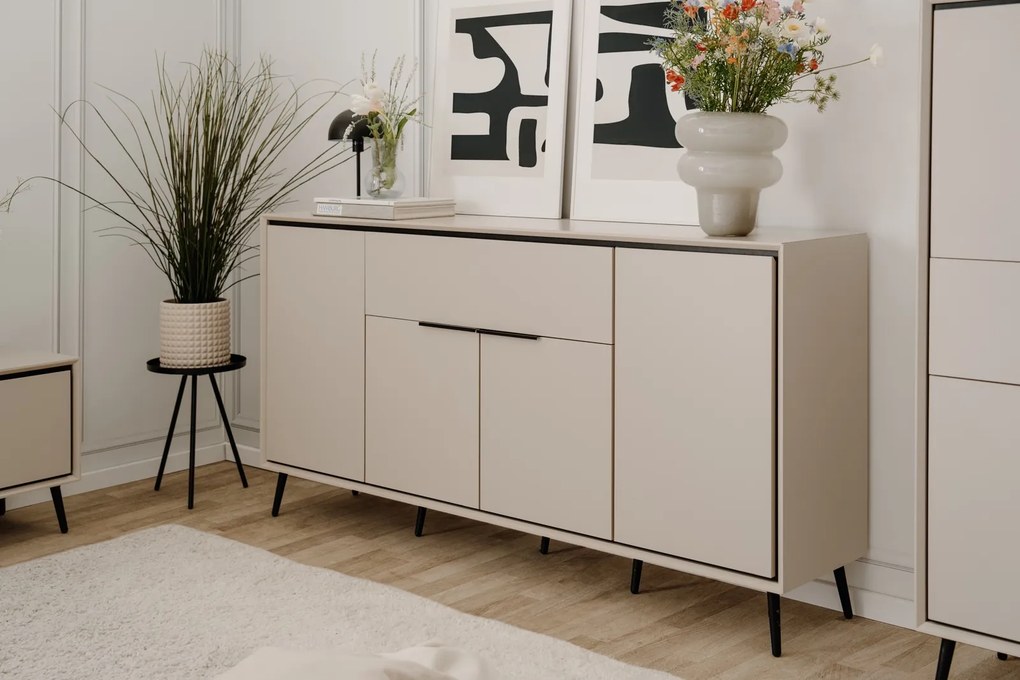 Komoda na wysokich nóżkach Arona 4D1S, w kolorze cappuccino