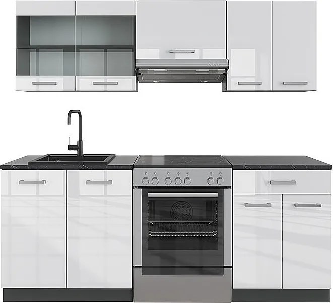 Aneks kuchenny biały wysoki połysk/antracyt 200x60x81.6 r-line