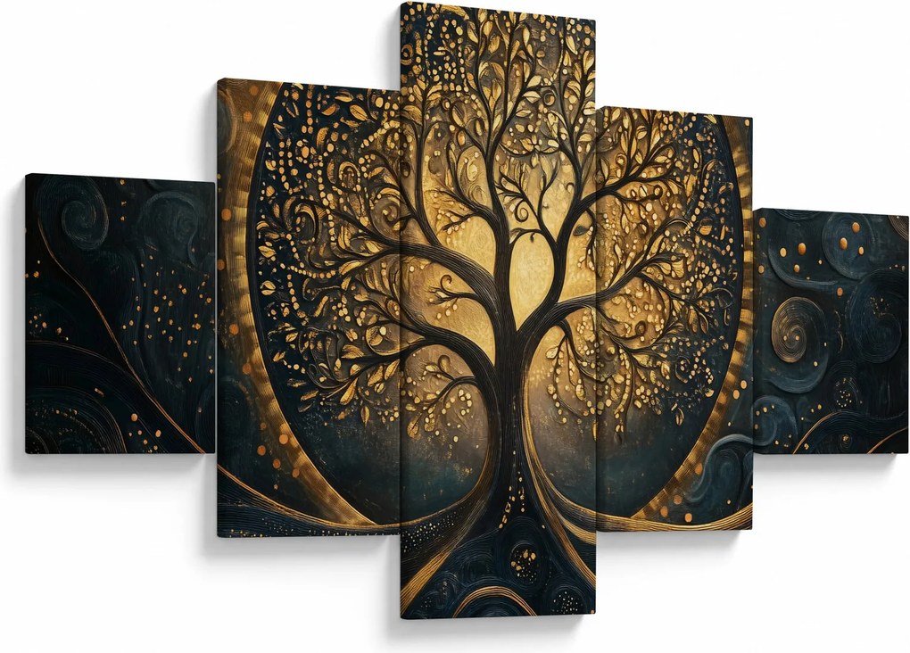 Obraz – Drzewo ze złotą aurą (125x70 cm)