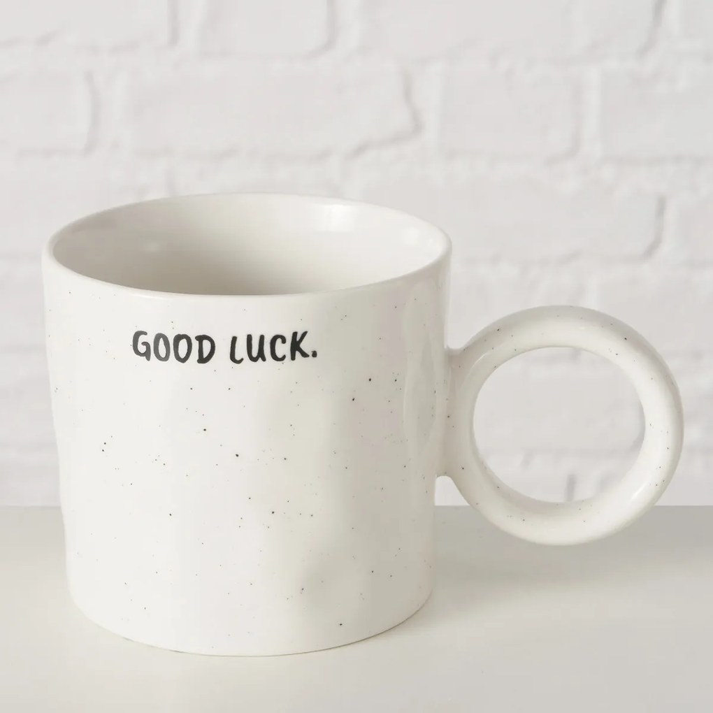 Kubek z okrągłym uchem GOOD LUCK, 360 ml