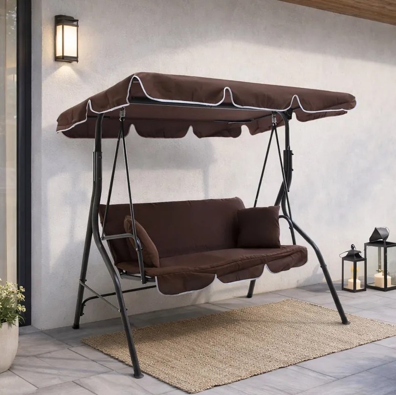 Huśtawka ogrodowa 3-osobowa Puerto MAS-4003A, brąz