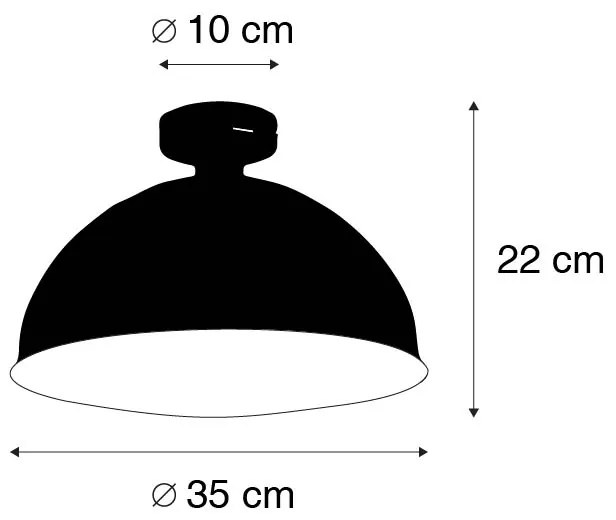 Industrialna lampa sufitowa czarna ze złotem 35 cm - Magna Rustykalny / Vintage Oswietlenie wewnetrzne