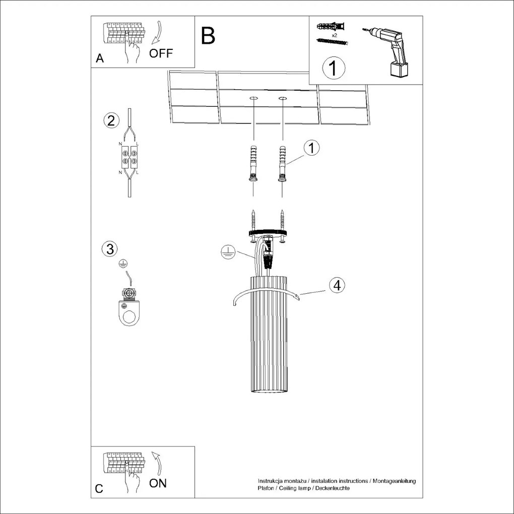 Plafon KARBON 20 biały ryflowany SOLLUX  LIGHTING