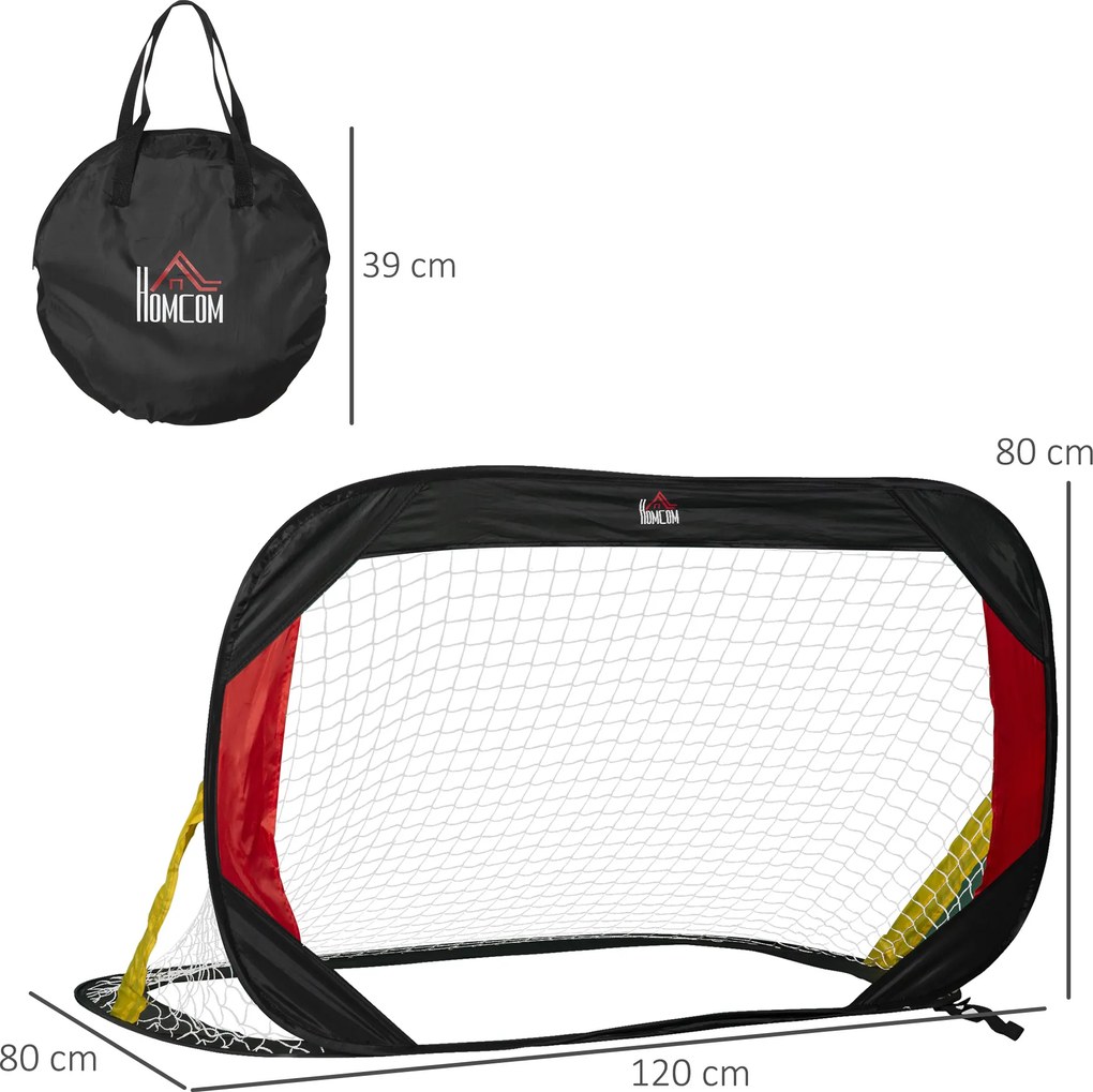 Bramki do piłki nożnej Homcom, zestaw 2 siatek do piłki nożnej, składane do ogrodu lub parku, czarne