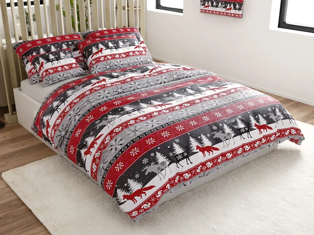 PrzytulneMieszkanie.pl PrzytulneMieszkanie.pl Pościel z mikropluszu SNOWY FOREST szara Rozmiar pościeli: 70 x 90 cm | 140 x 220 cm