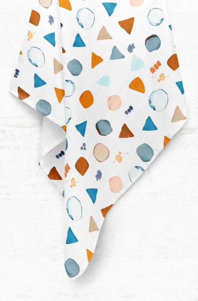 Biały koc dziecięcy muślinowy 75x100 cm Geo – Mijolnir