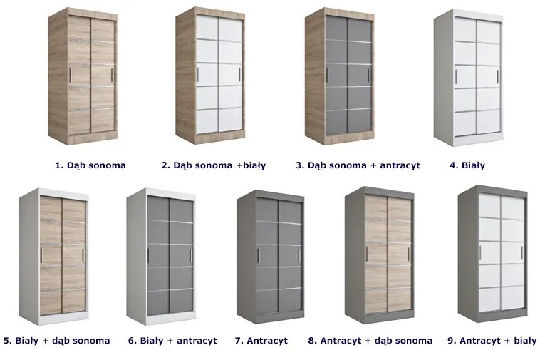 Szafa przesuwna w kolorze antracyt + biały D6-P01
