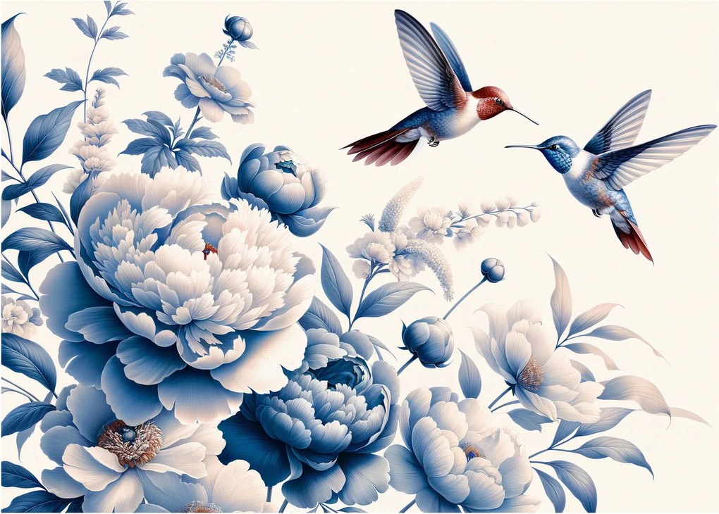 Obraz - Kolibry nad kwiatem (70x50 cm)