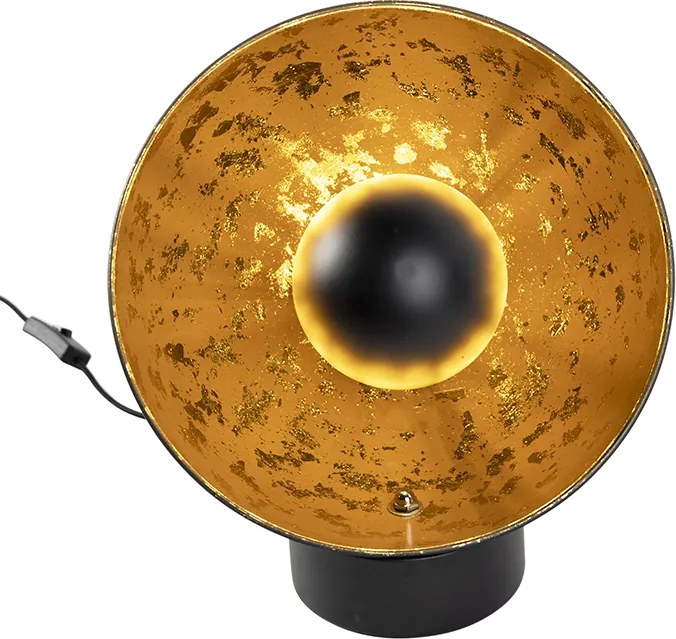 Industrialna lampa stołowa czarna ze złotym wnętrzem - Magna Eglip