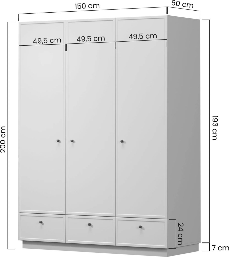 Szafa Lorini 150 cm z półkami - kaszmir / złote uchwyty T-bar