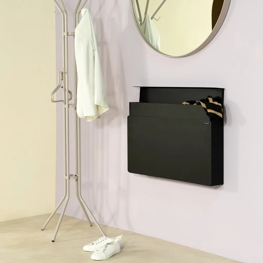 Czarna metalowa uchylna/wisząca szafka na buty 78x48x13 cm Luigi – Spinder Design