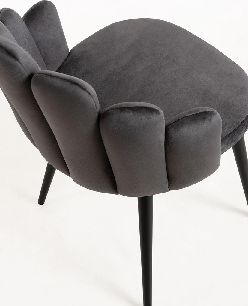 Zestaw 4 Krzese Hand Aksamitne Czarne Nogi