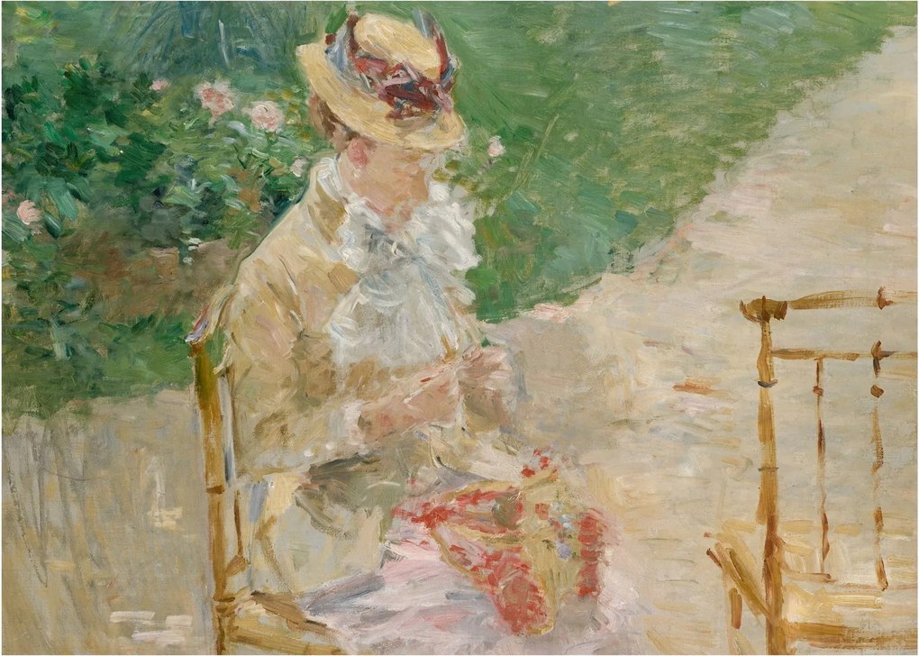 Obraz - Berthe Morisot, Young Woman Knitting, reprodukcje (70x50 cm)