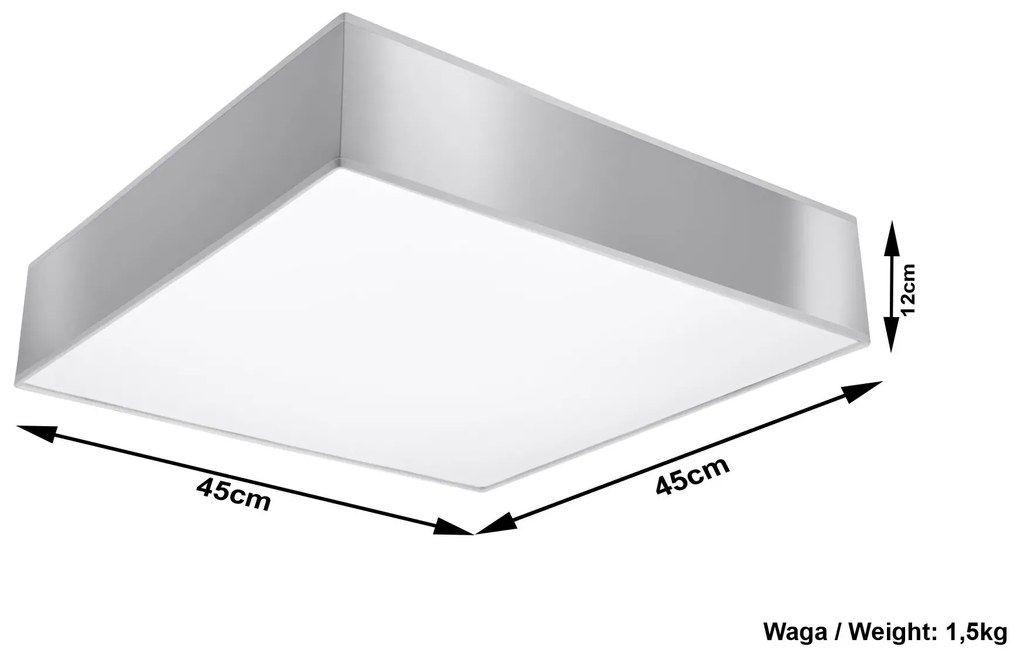 Kwadratowy nowoczesny plafon E797-Horux - szary
