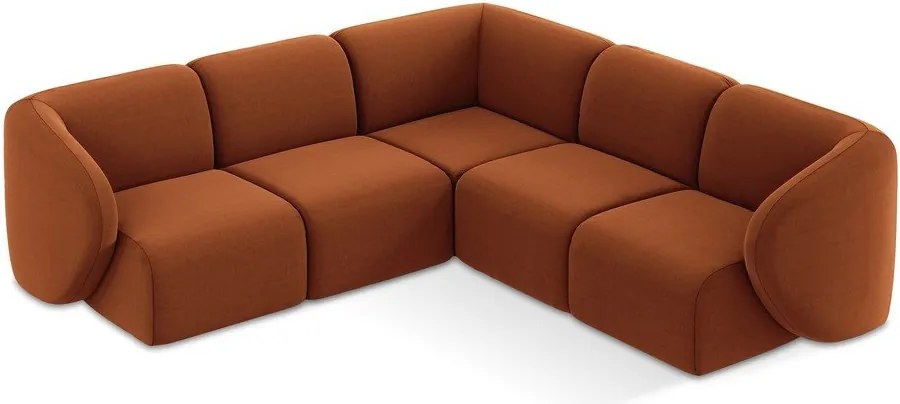 Aksamitny narożnik w kolorze terakoty Lani – Makamii