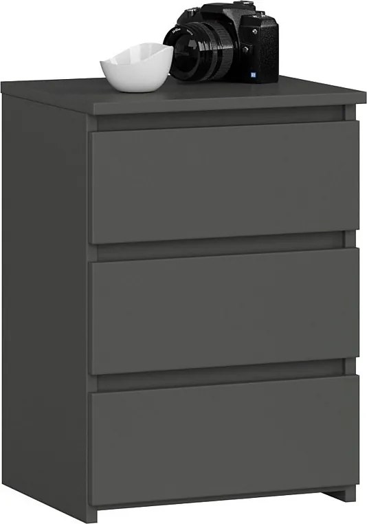 Szafka nocna AKORD CL3 Grafit Szary 40 cm 3 szuflady kolor Grafit Szary mat 40x35x57 cm