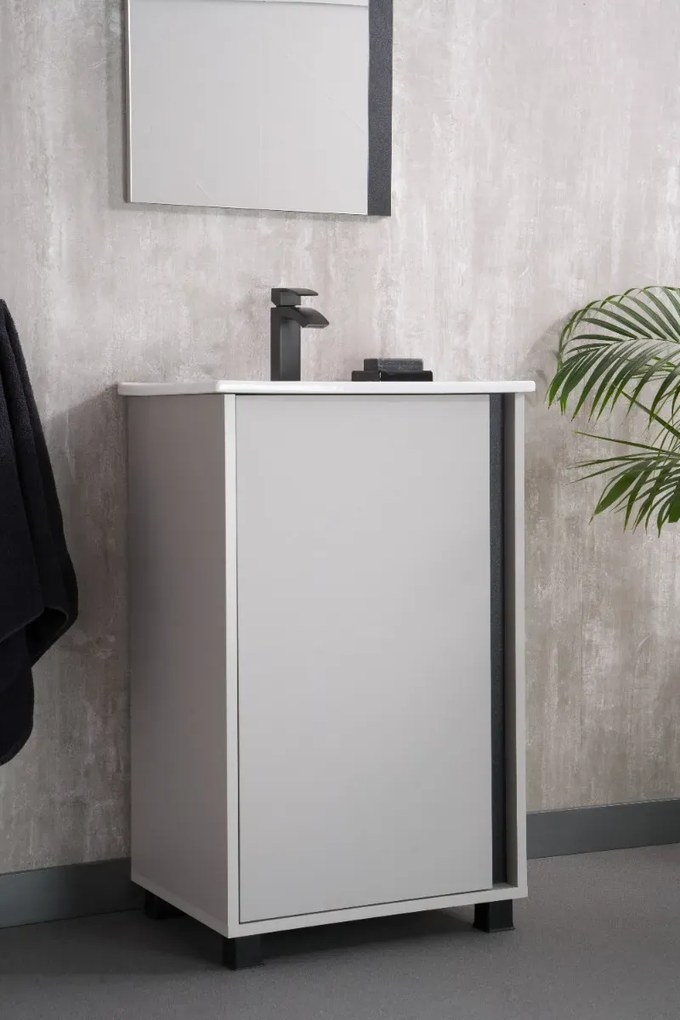 Zestaw Szafka z umywalką FOX 49 cm biała/czarna KROFAM